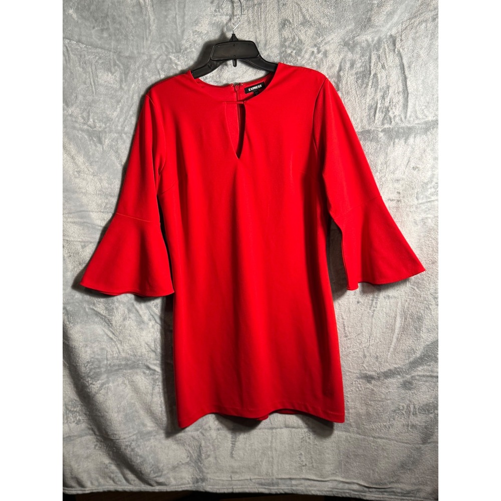 Express Red‎ Bell Sleeve Keyhole Neckline Mini Dress Size L
